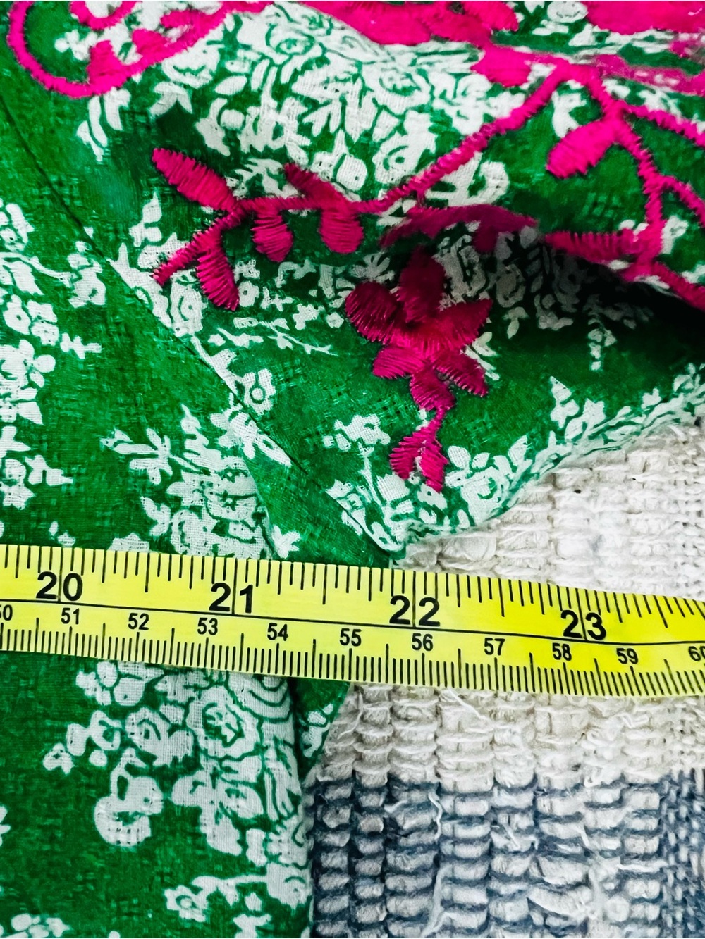 THML Green and Pink Floral Mixed-Print Puff Sleeve Blouse - Picture 8 of 9